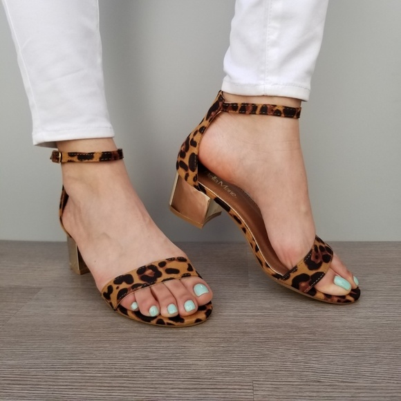 Block Heel Suede Leopard Sandal - Picture 3 of 8